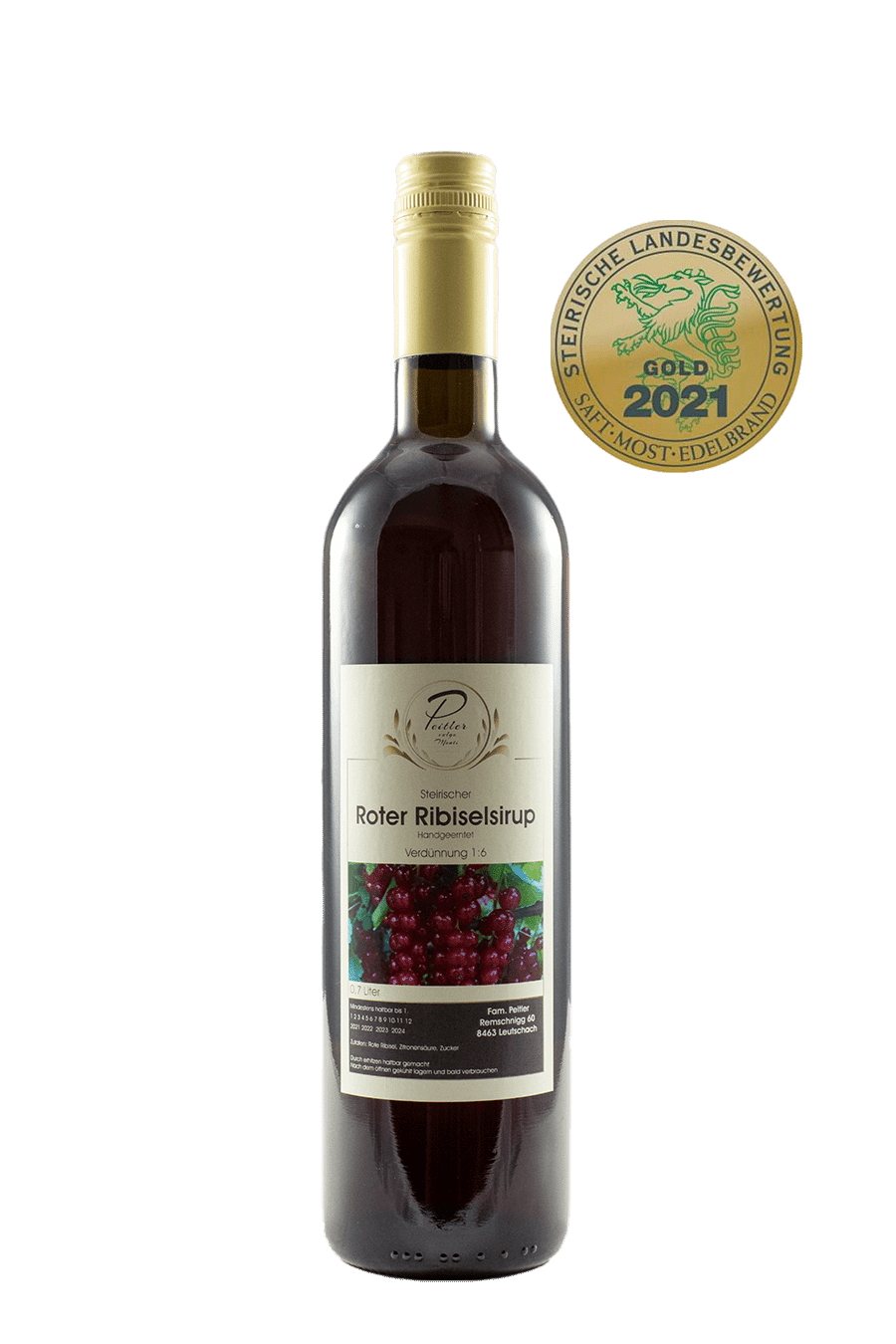 Roter Ribisel Sirup - Weingut und Obsthof Peitler Monti aus Leutschach in der Südsteiermark